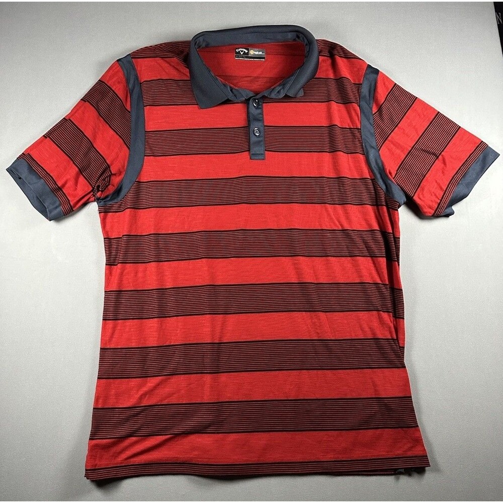 Callaway Golf Polo XL Red Striped Opti Dri Moisture Wicking